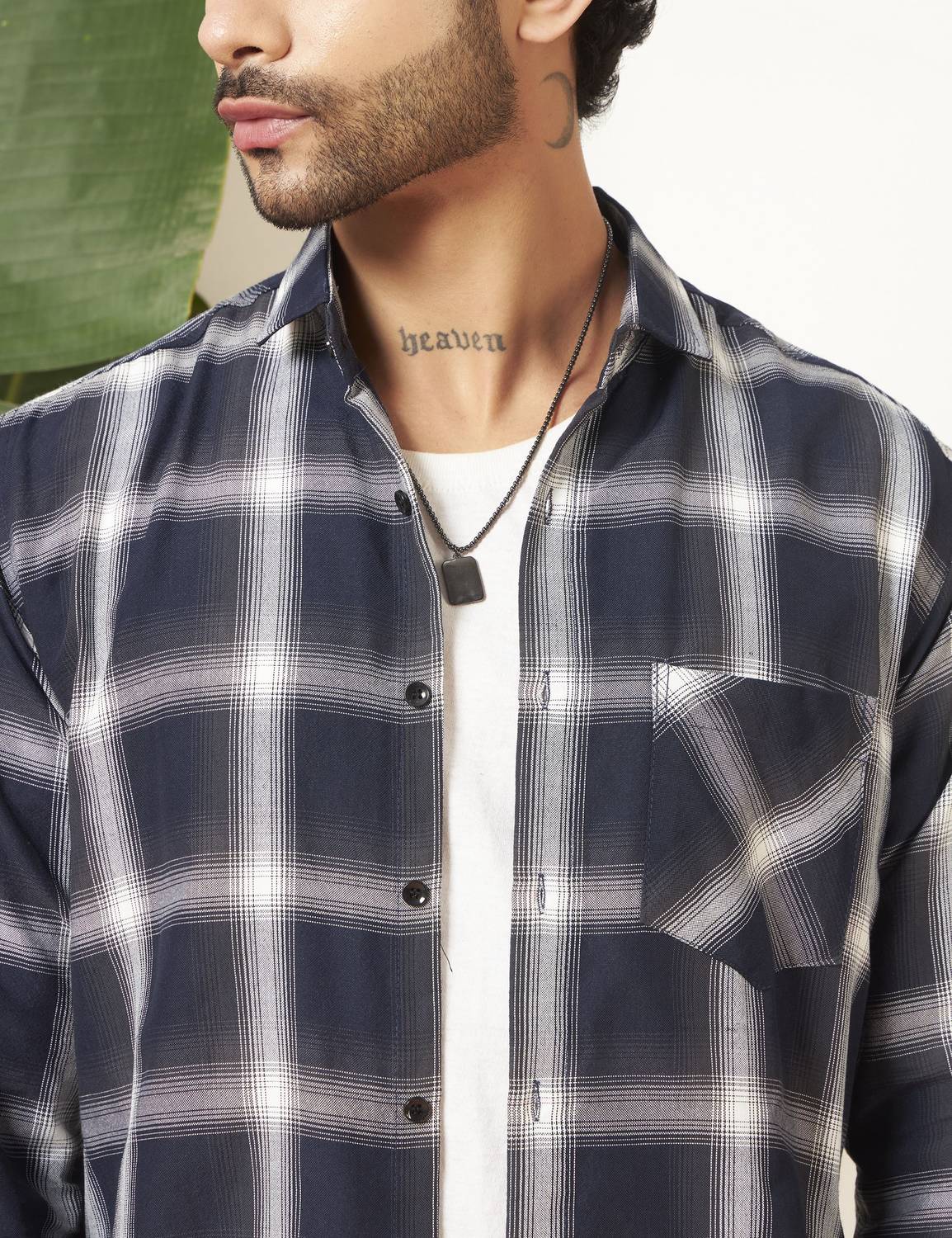 WOXEN Men Checkered Blue, White Shirt - Image 5