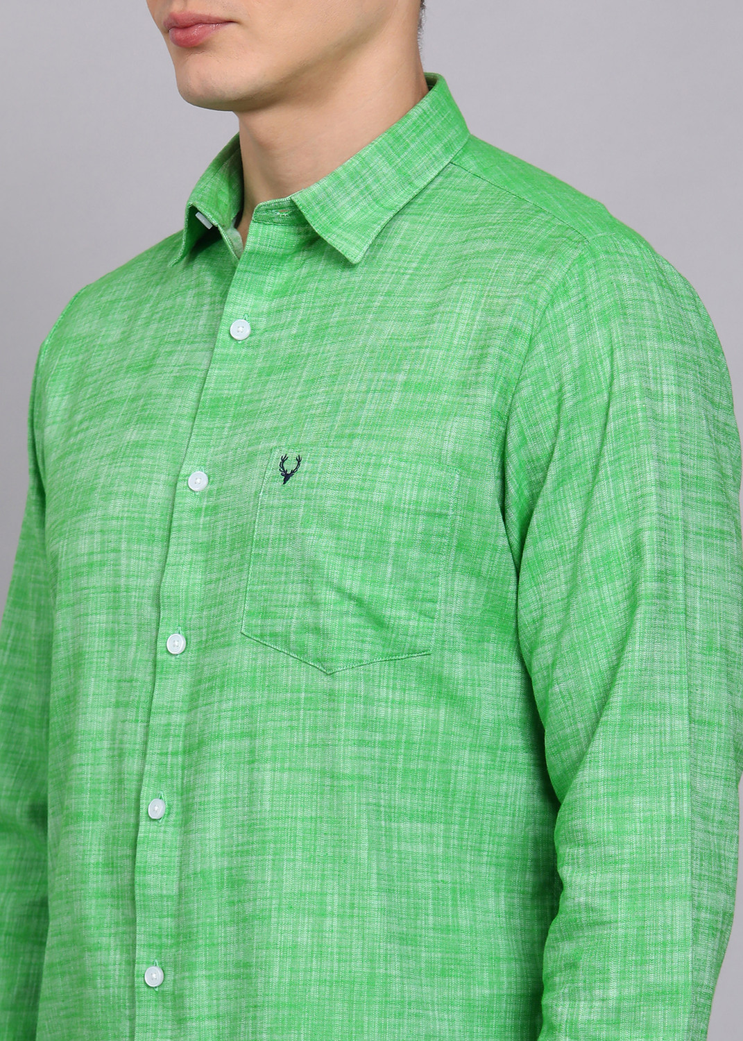Image of Allen Solly Men Solid Casual Green Shirt