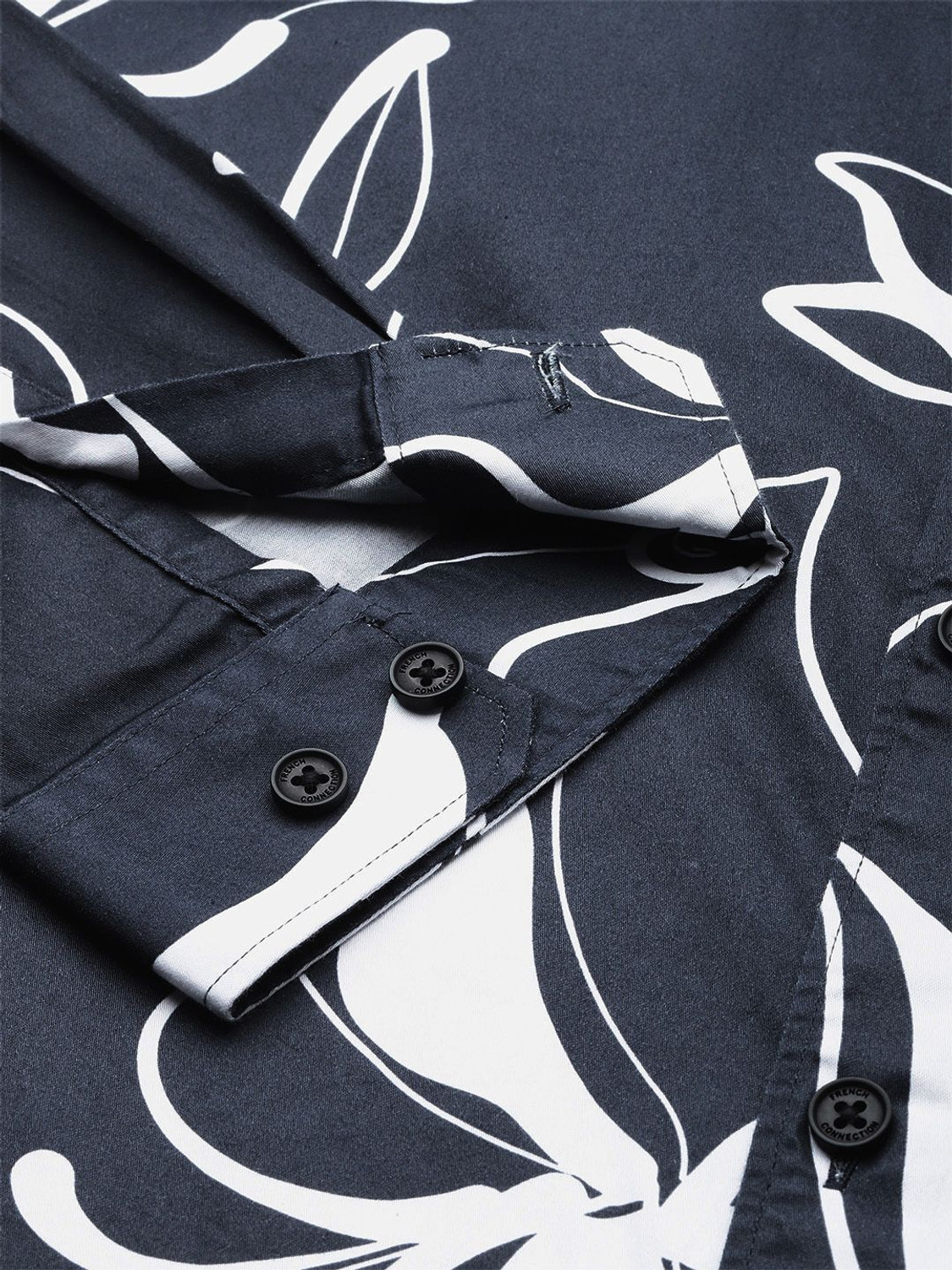 Image of French Connection Men Printed Casual Blue Shirt
