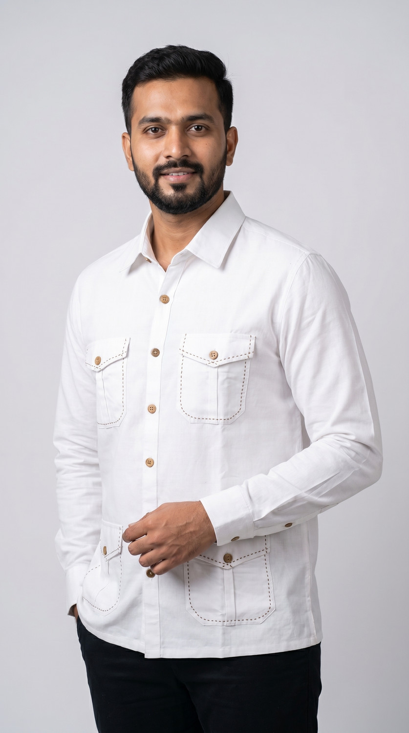 Image of FORMALFLY Men Solid Casual White Shirt