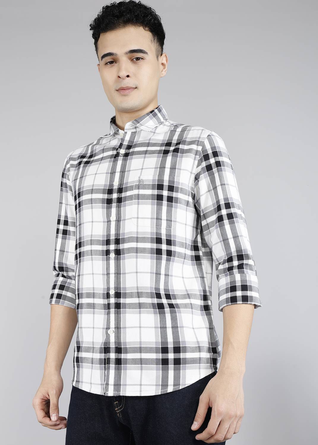 U.S. Polo Assn. Denim Co. Men Checkered White Shirt - Image 3