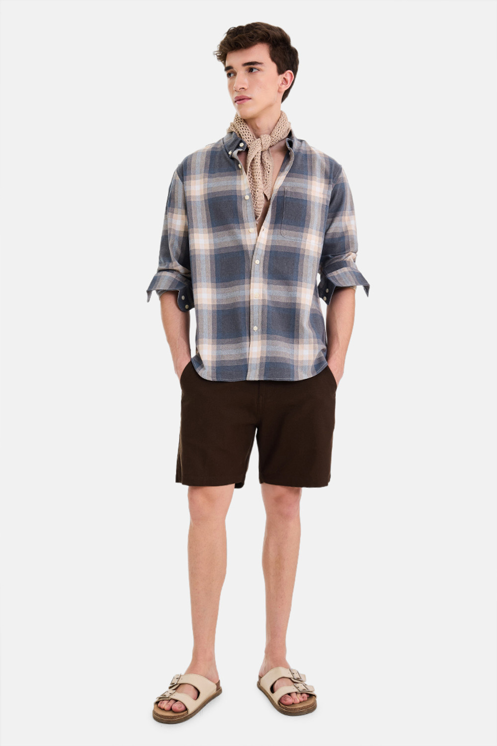 Image of Snitch Men Checkered Casual Blue Shirt