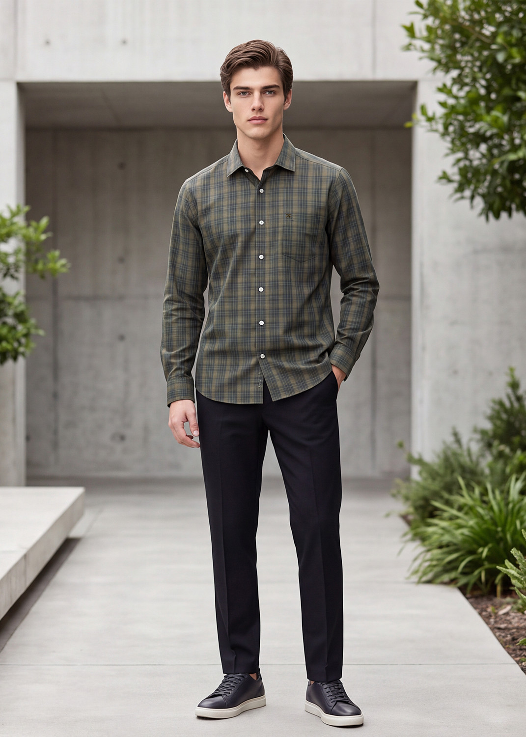 Image of KILLER Men Slim Fit Checkered Formal Shirt