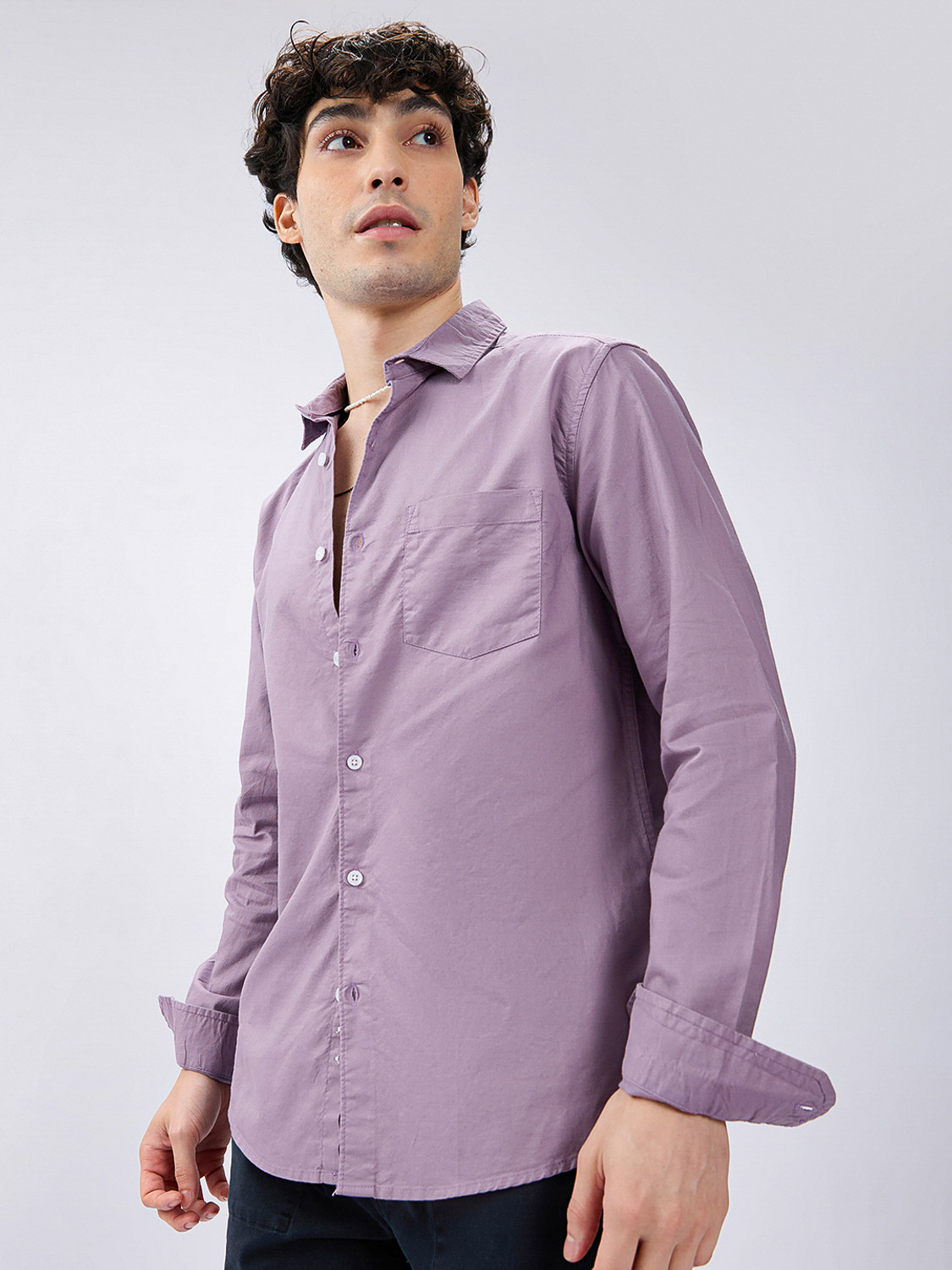 Image of VASTRADO Men Solid Casual Purple Shirt