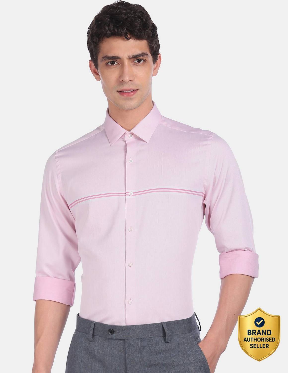 ARROW Men Solid Formal Pink Shirt