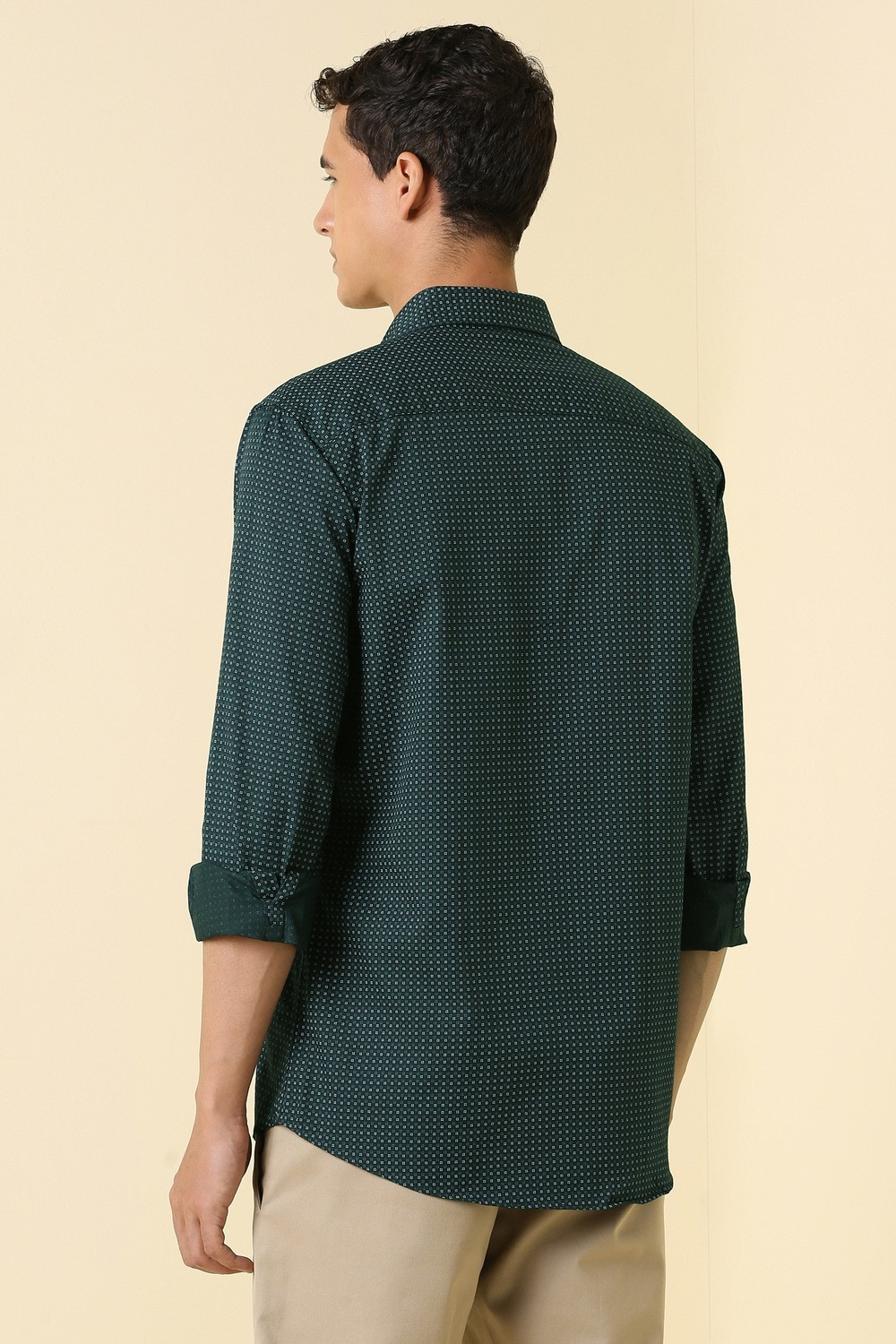 Image of Allen Solly Men Printed Casual Green Shirt