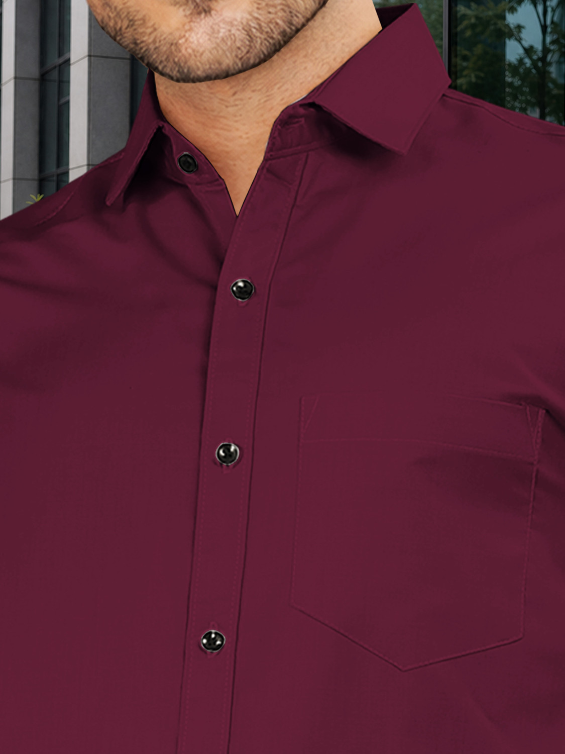 Image of VeBNoR Men Solid Formal Maroon Shirt