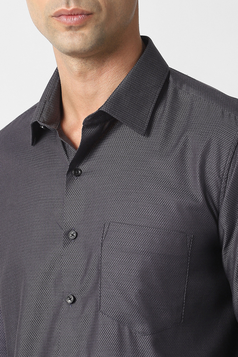 Image of VAN HEUSEN Men Slim Fit Self Design Formal Shirt