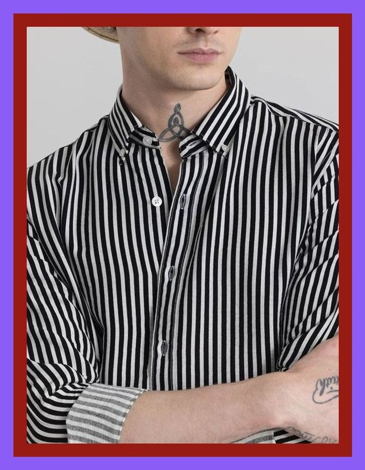Image of rockstar z Men Striped Casual Black, White Shirt