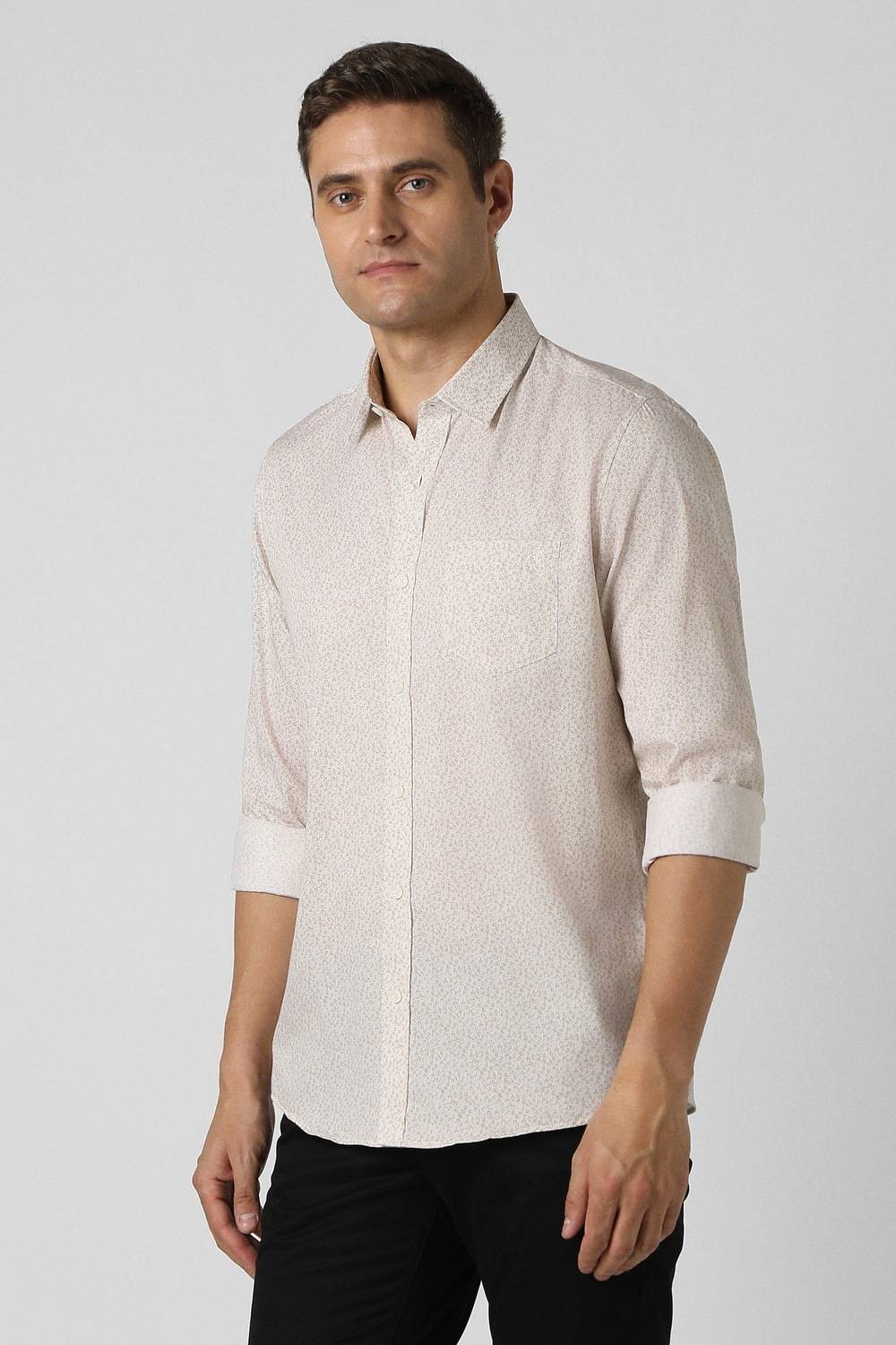 PETER ENGLAND Men Printed Casual Beige Shirt - Image 4