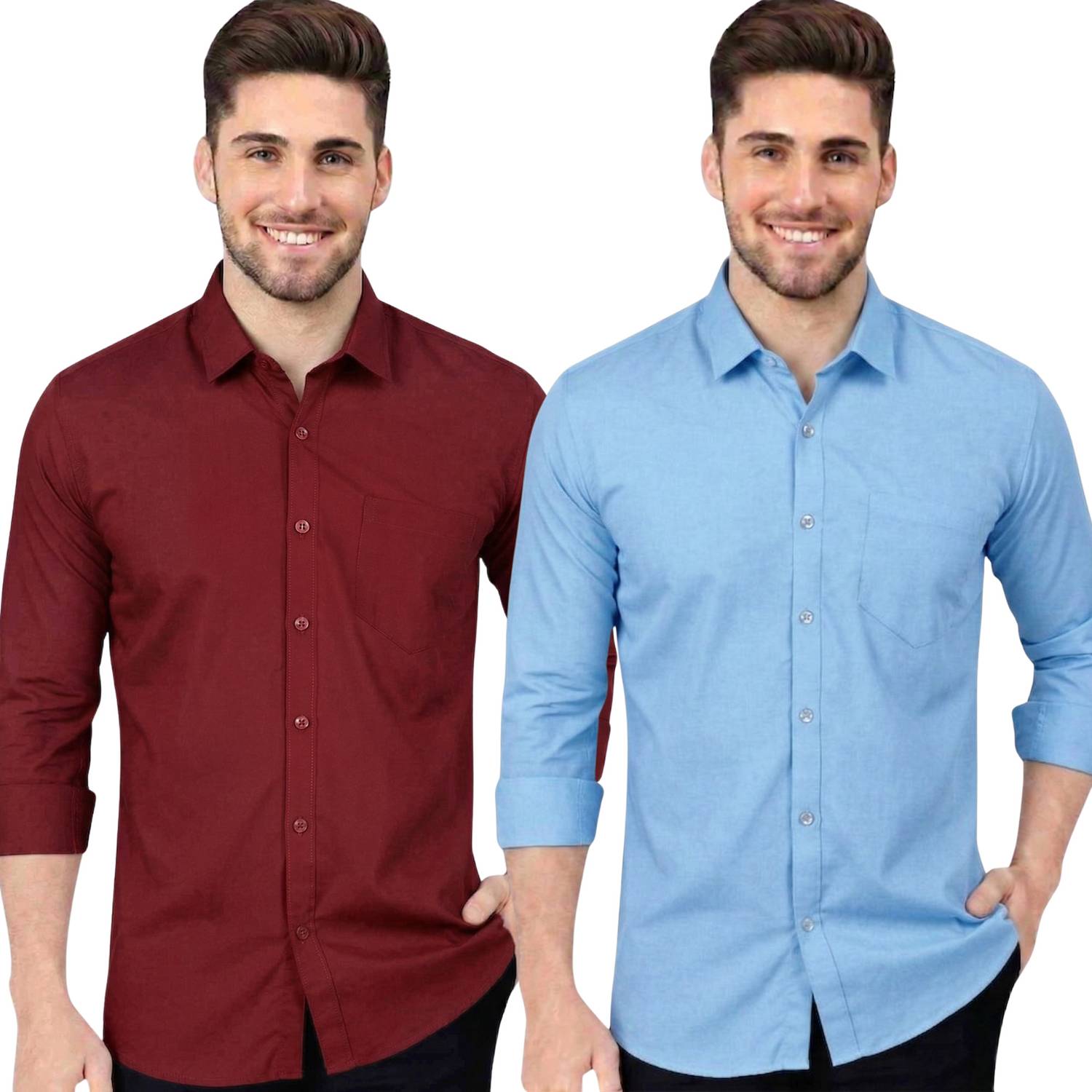 youth first Men Regular Fit Solid Spread Collar Casual Shirt (Pac