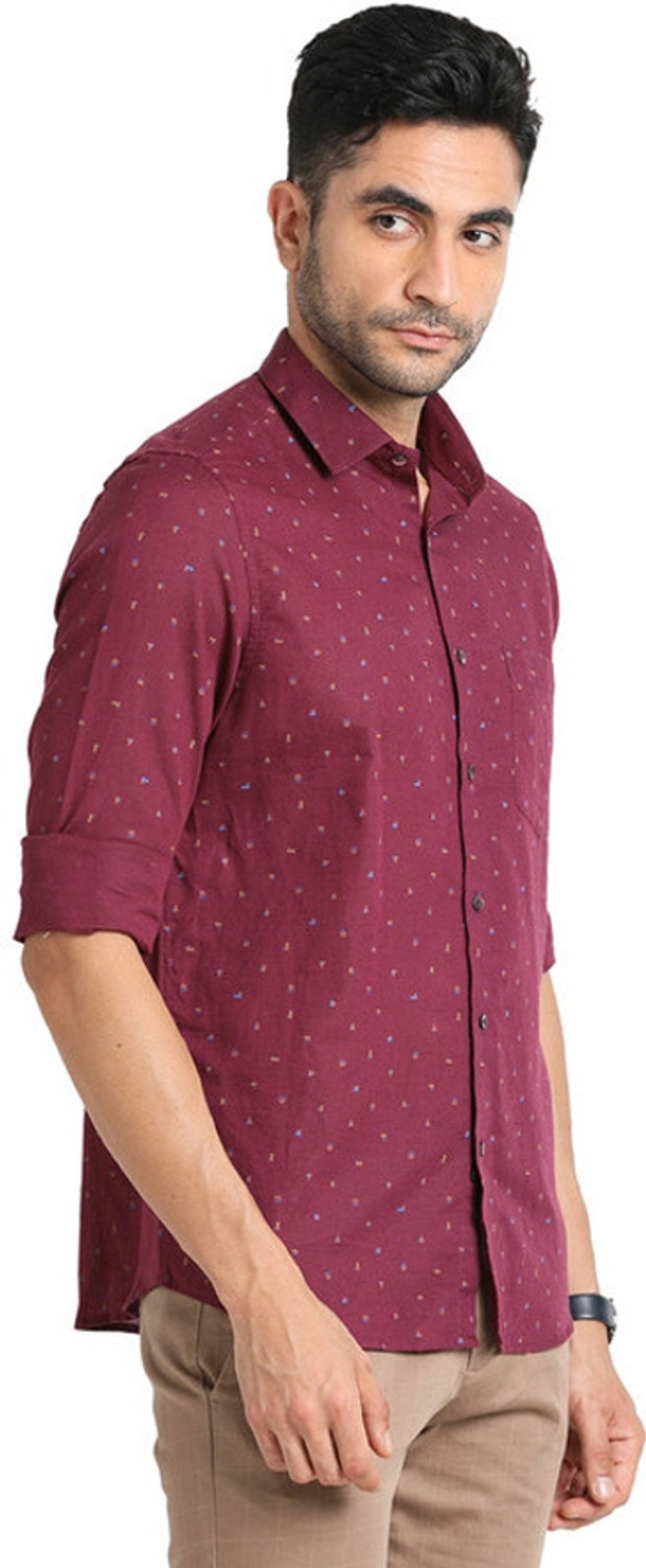 Image of TURTLE Men Printed Casual Maroon Shirt