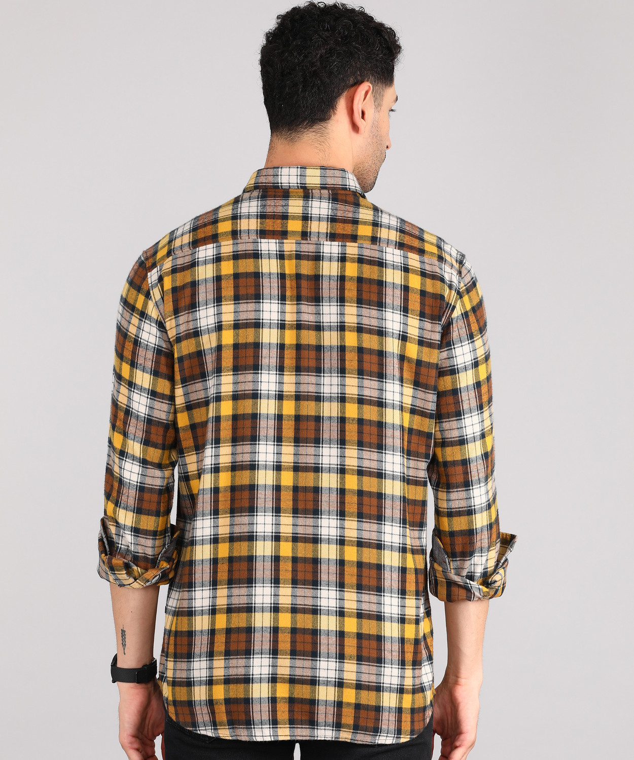 Image of PARX Men Checkered Casual Brown Shirt