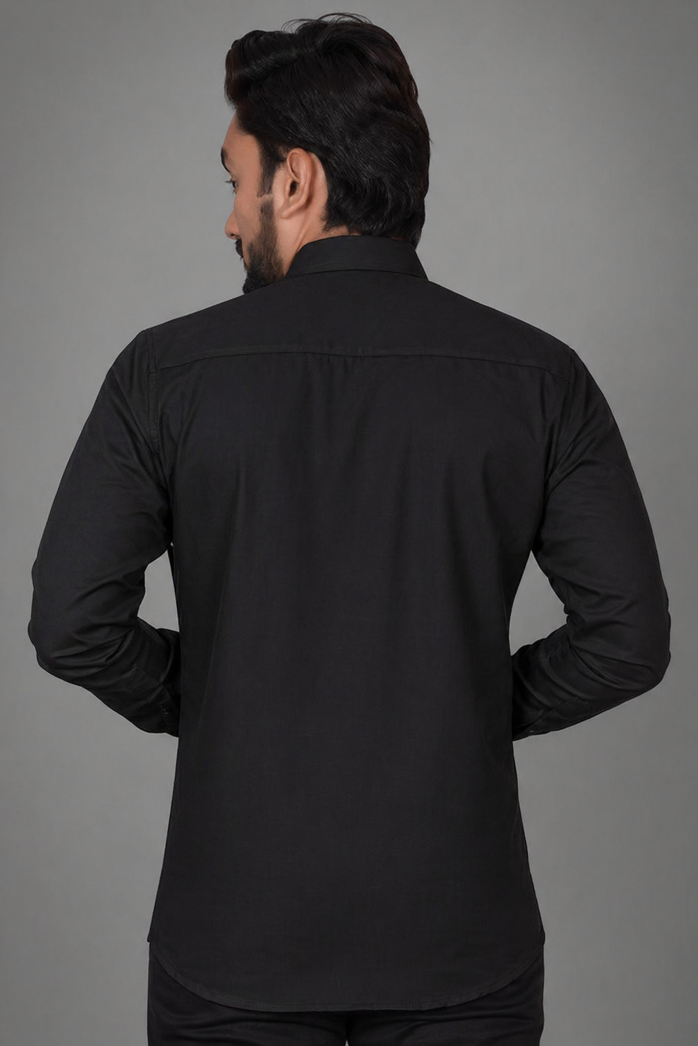 Image of Maya Men Solid Formal Black Shirt