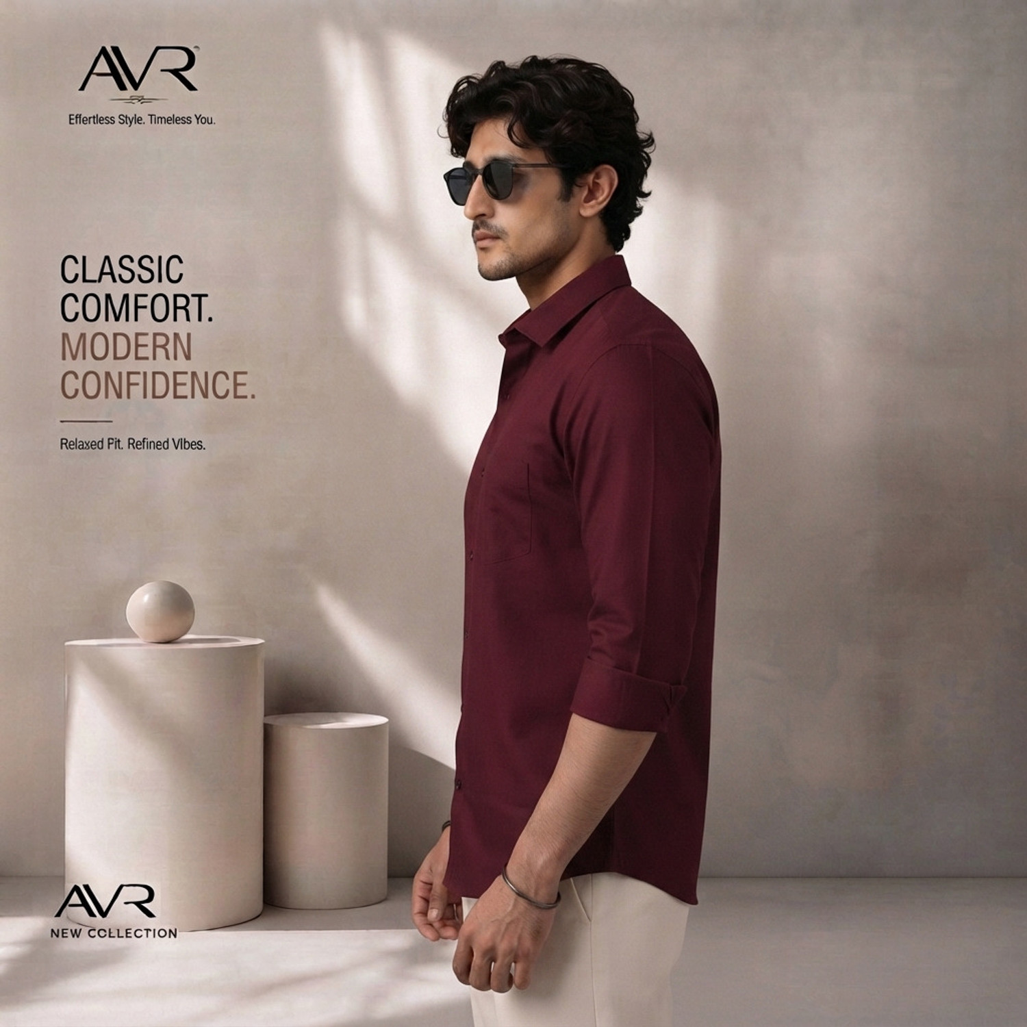 Image of AVR Men Solid Casual Maroon Shirt