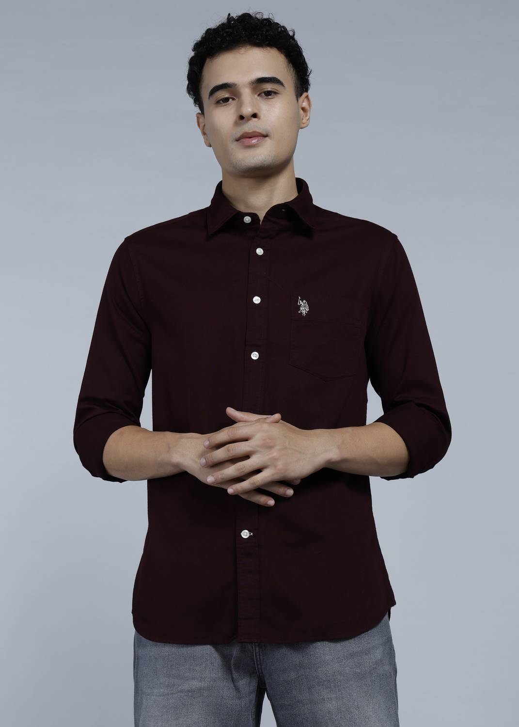 U.S. POLO ASSN. Men Maroon Casual Shirt - Image 1