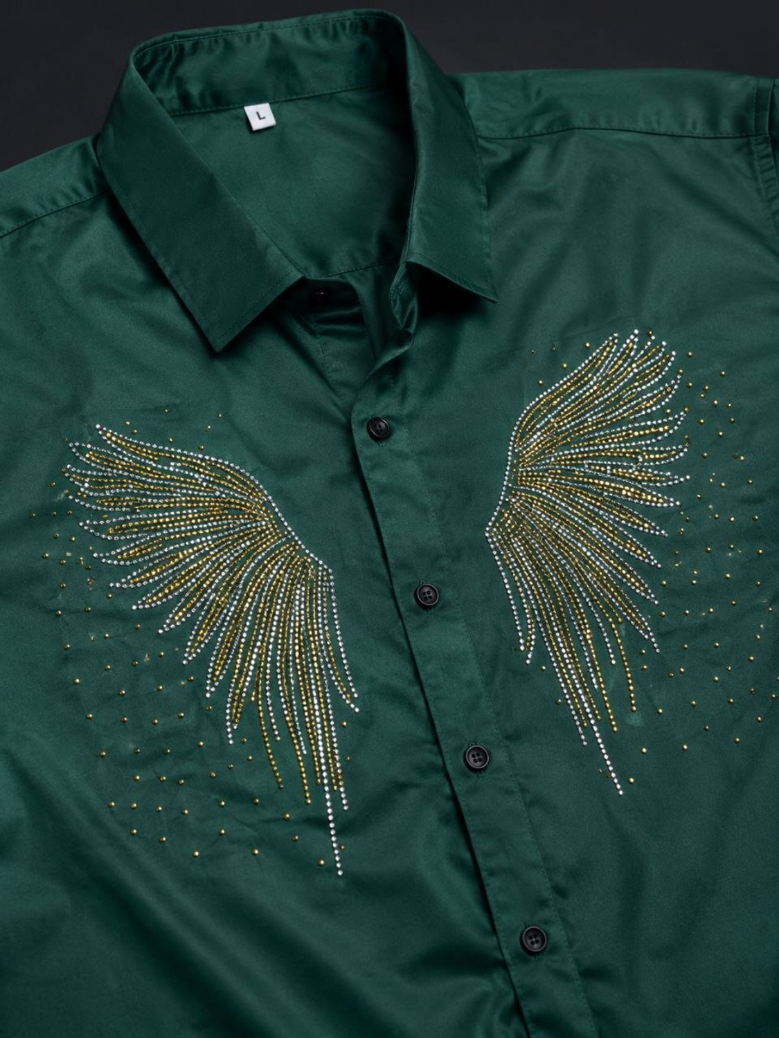 Image of zerbit Men Embellished Party Green Shirt