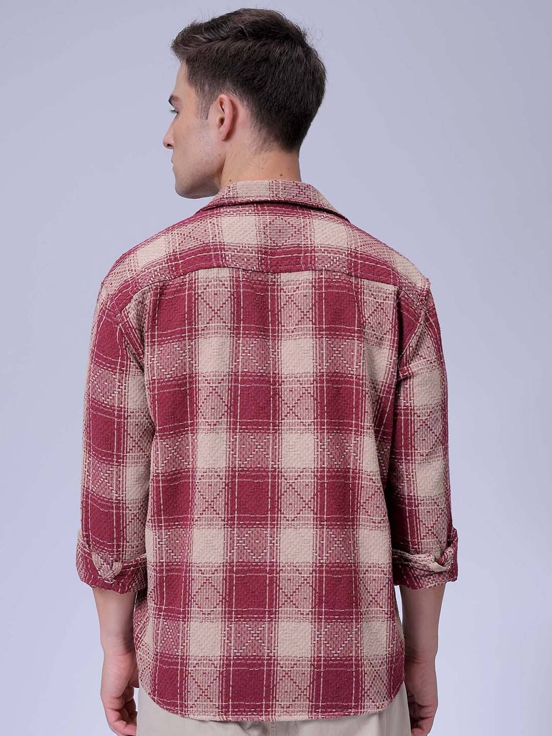 The Indian Garage Co. Men Maroon Checkered Shirt - Image 4