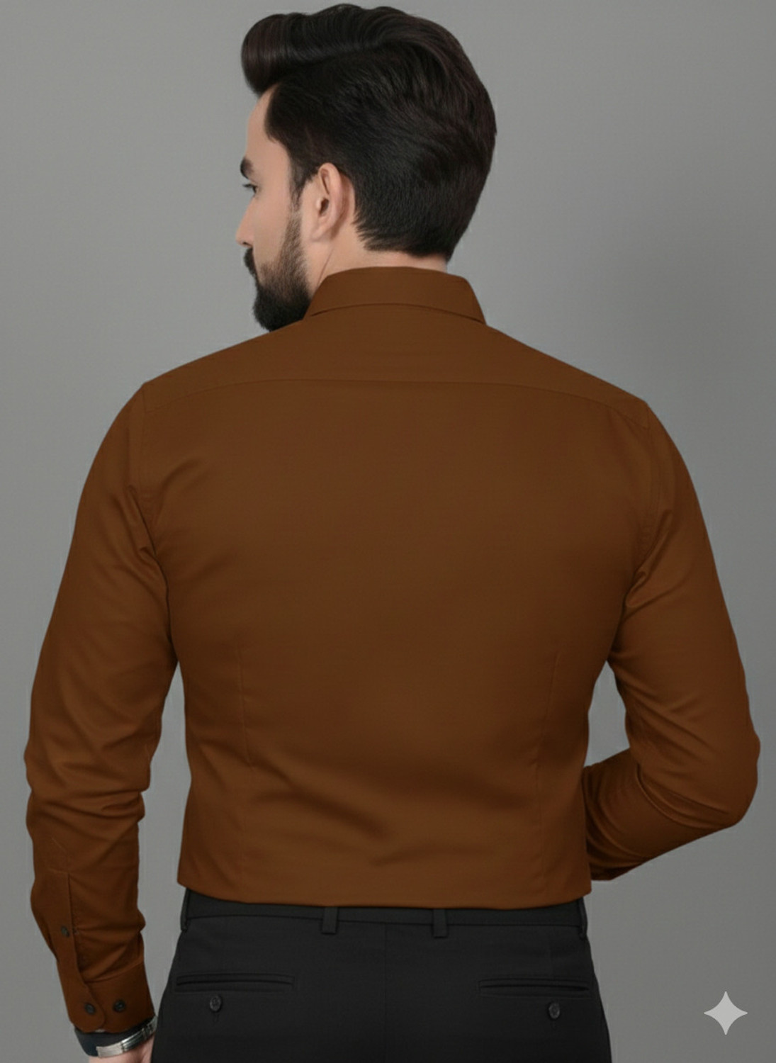 Image of CrisPet Men Solid Casual Brown Shirt