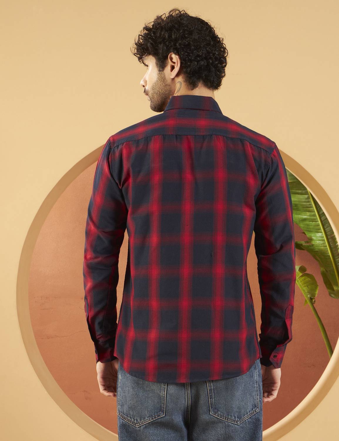 WOXEN Men Checkered Casual Red, Blue Shirt - Image 4