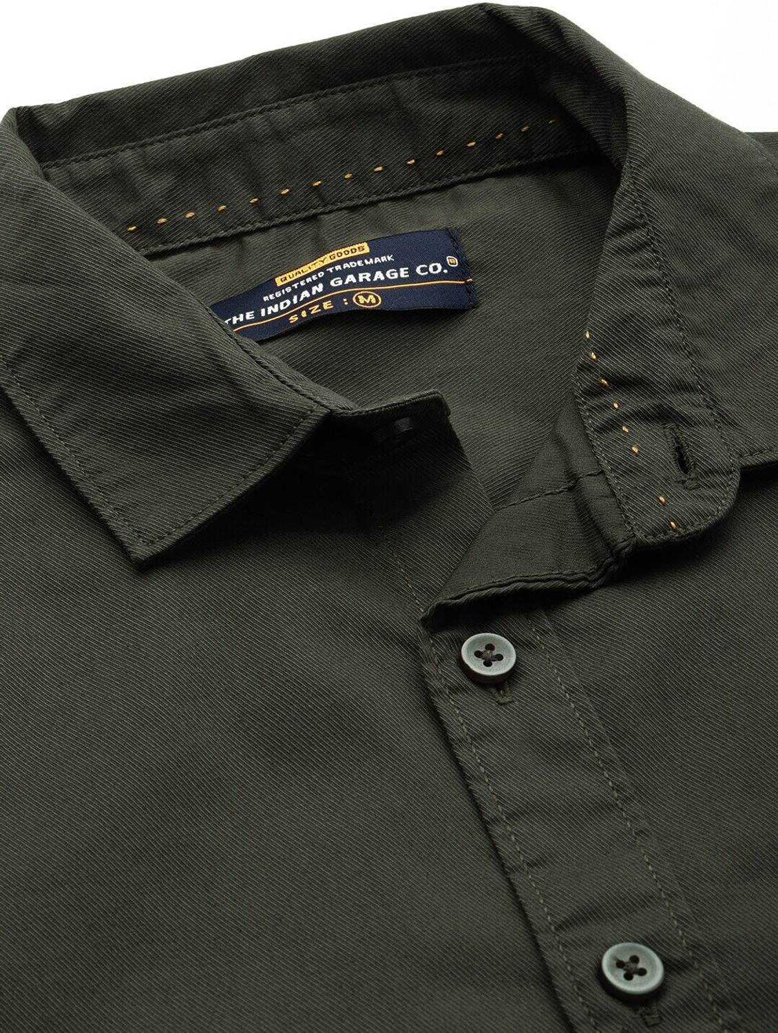 The Indian Garage Co. Men Solid Casual Green Shirt - Image 3