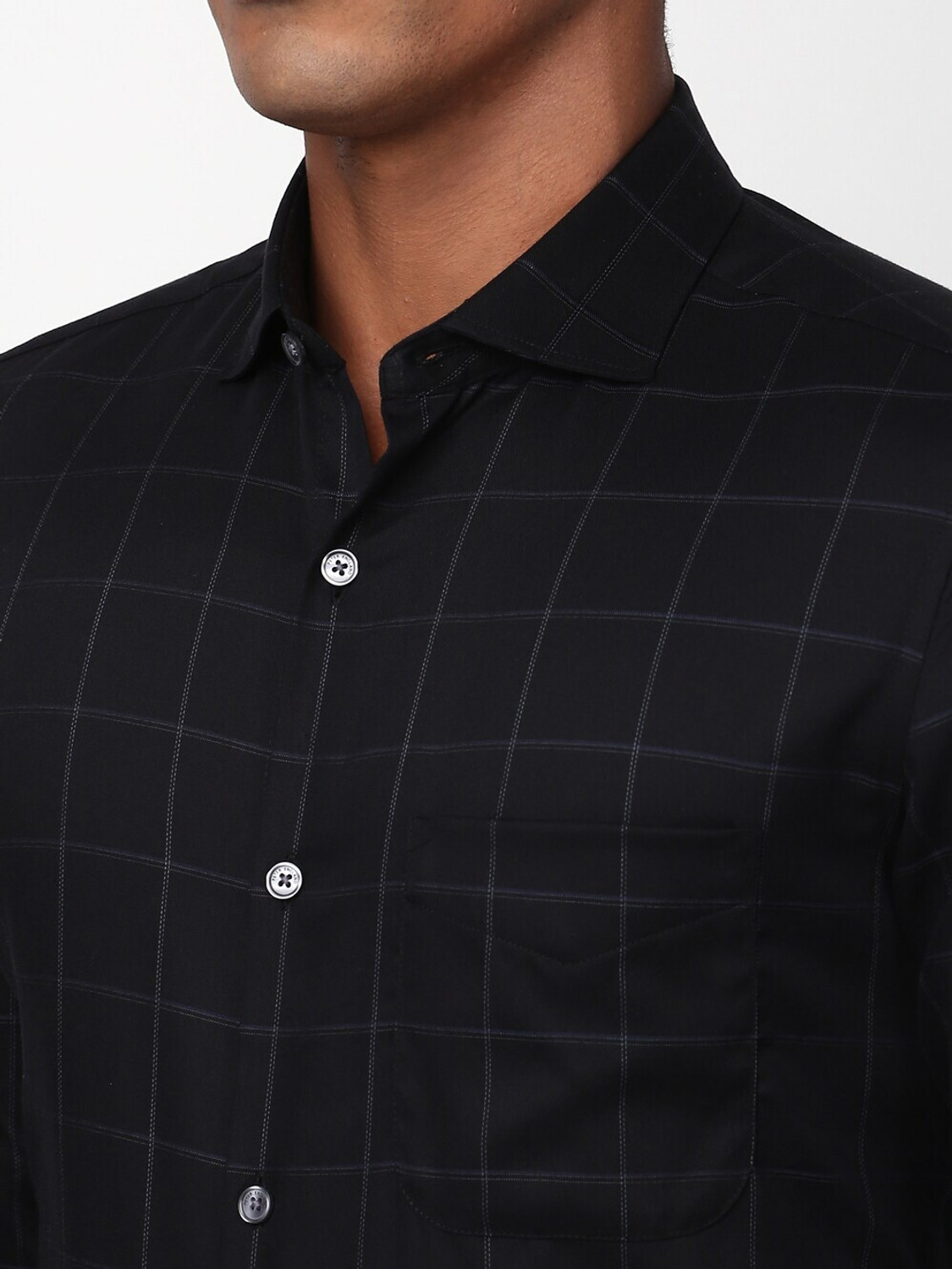 Image of PETER ENGLAND Men Checkered Casual Black Shirt