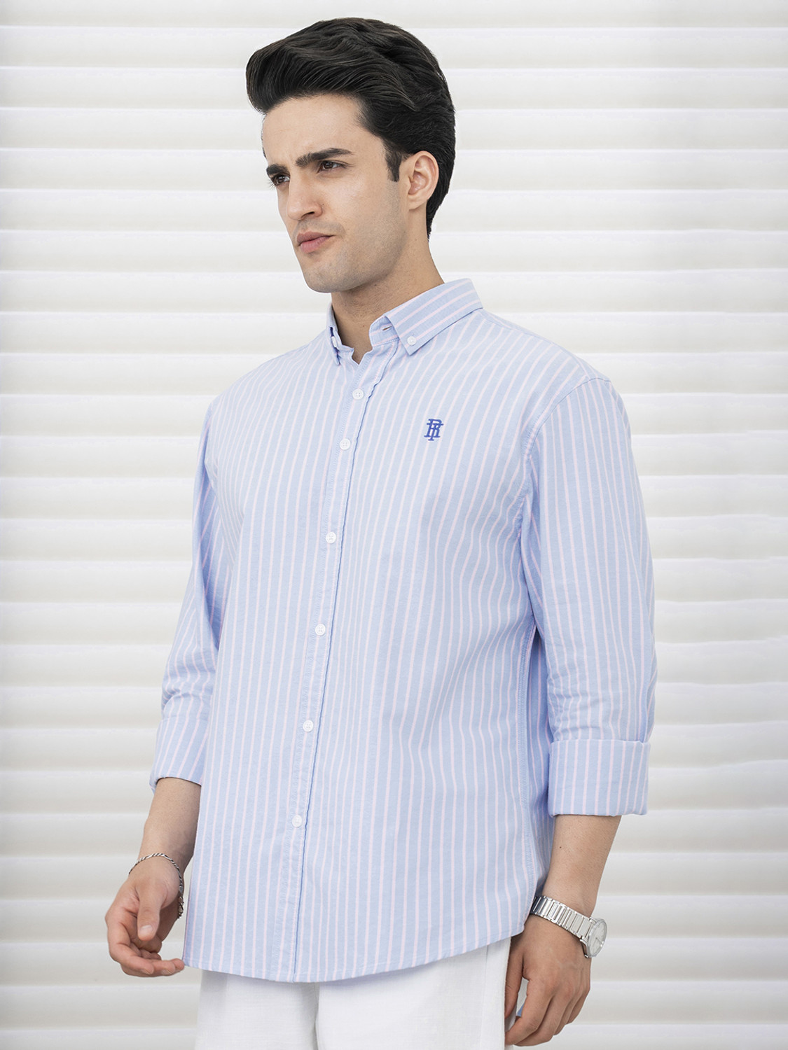 Image of RED TAPE Men Striped Casual Blue Shirt