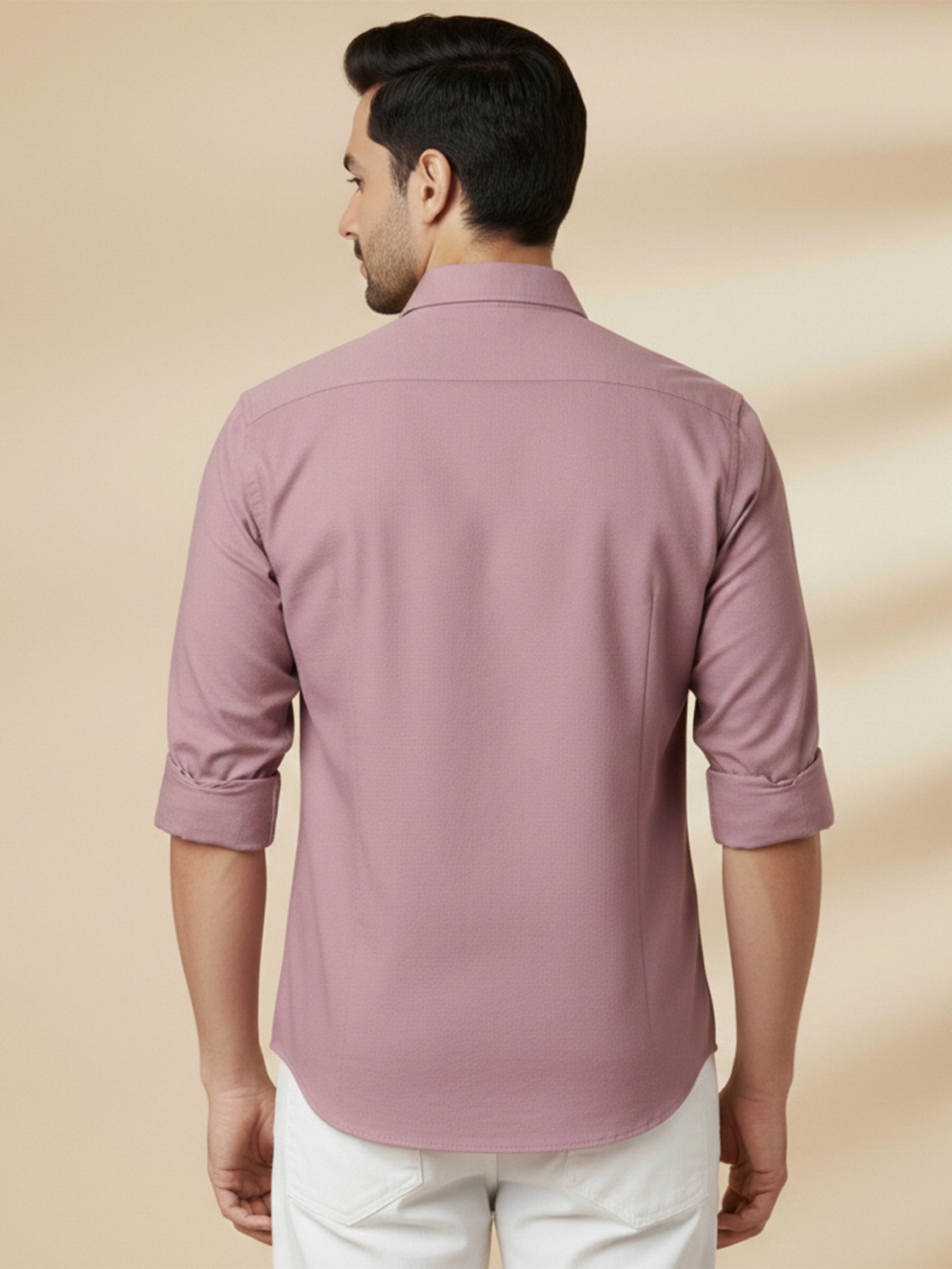 Image of METRONAUT Men Solid Casual Pink Shirt