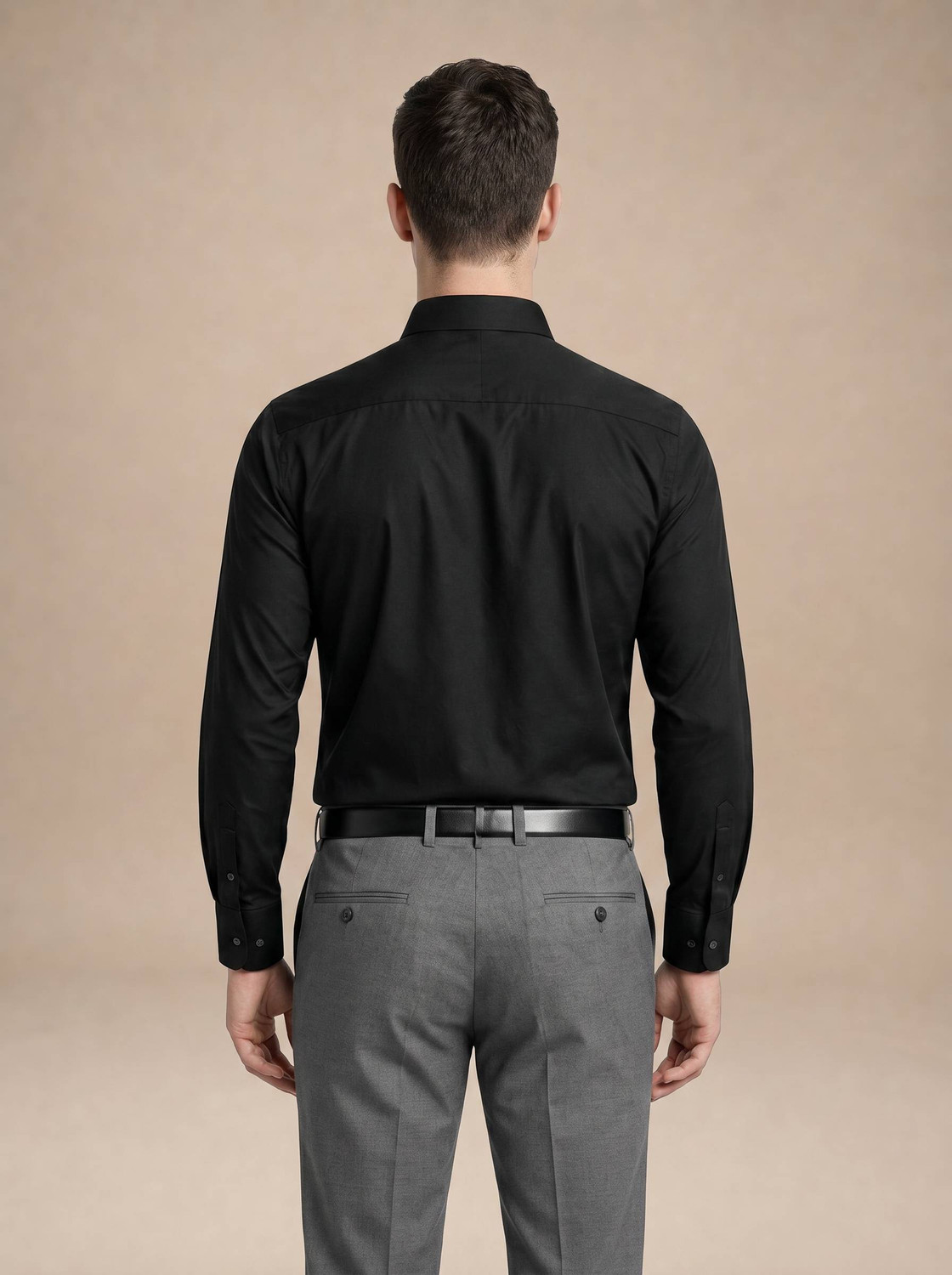 Image of TURTLE Men Solid Formal Black Shirt