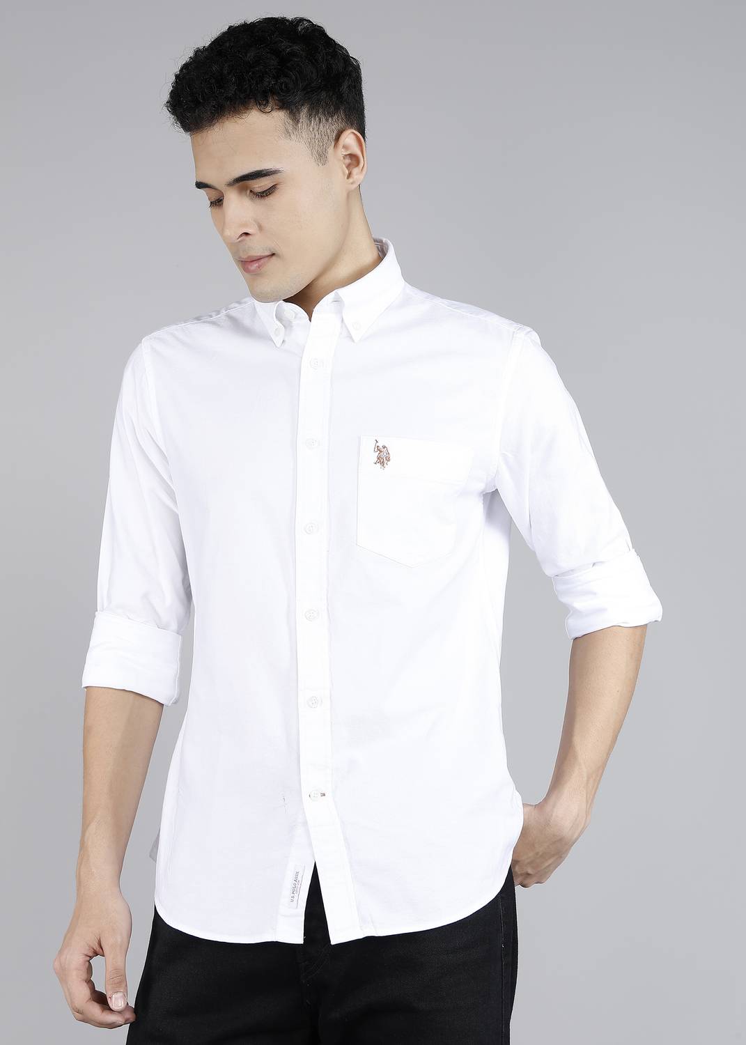 U.S. POLO ASSN. Men Solid White Casual Shirt - Image 3