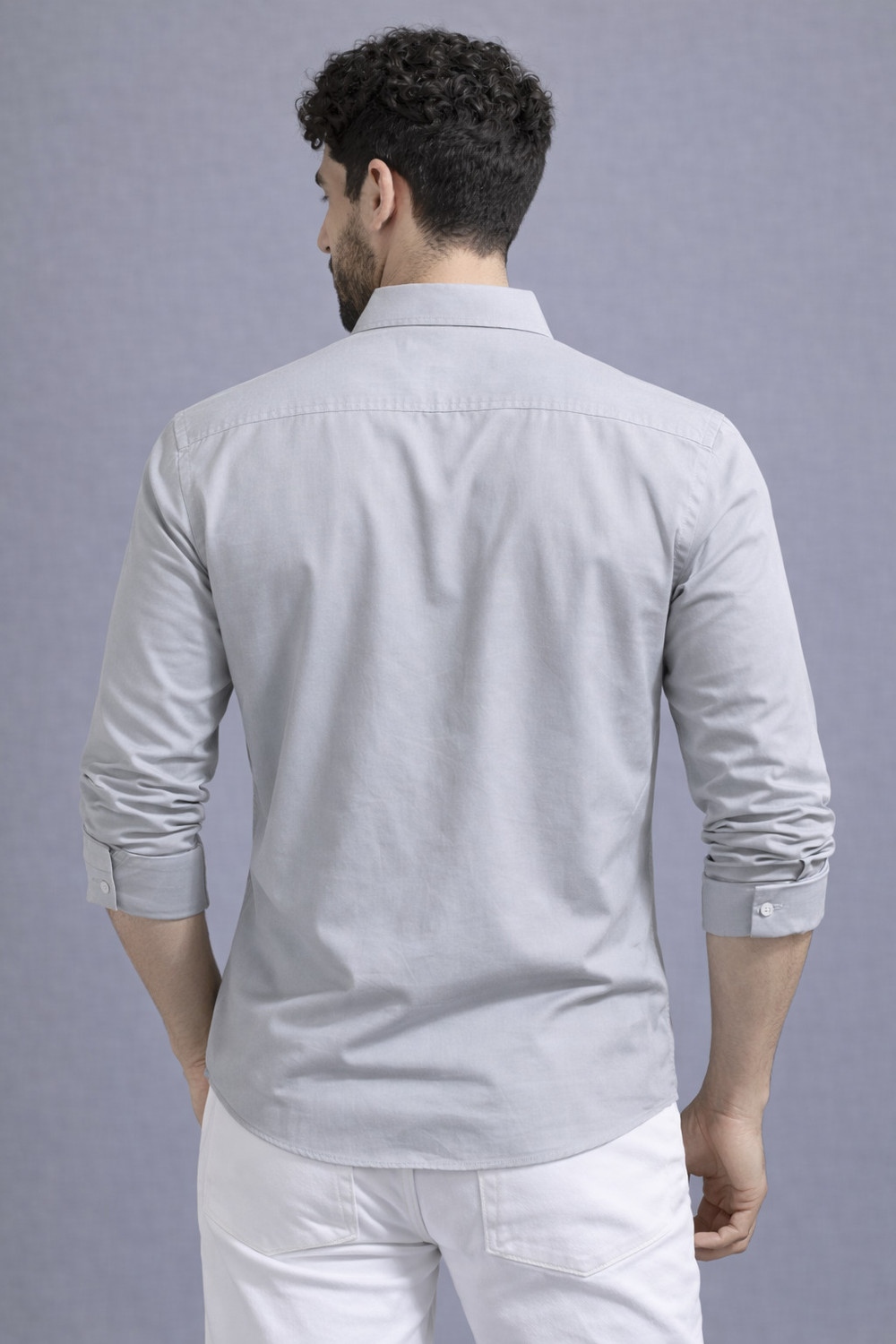 Image of BROCON Men Solid Casual Grey Shirt