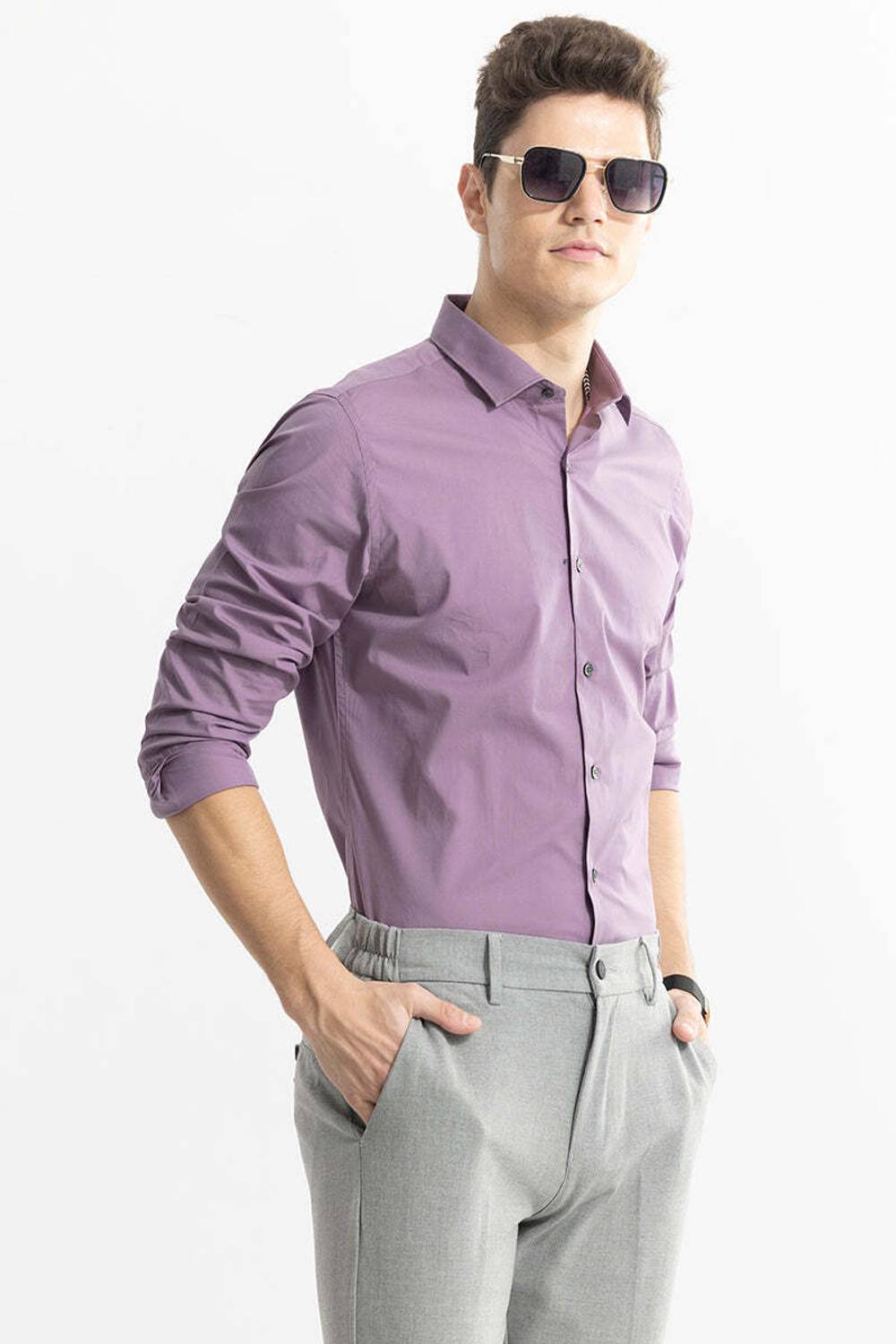 Snitch Men Purple Formal Shirt - Image 5