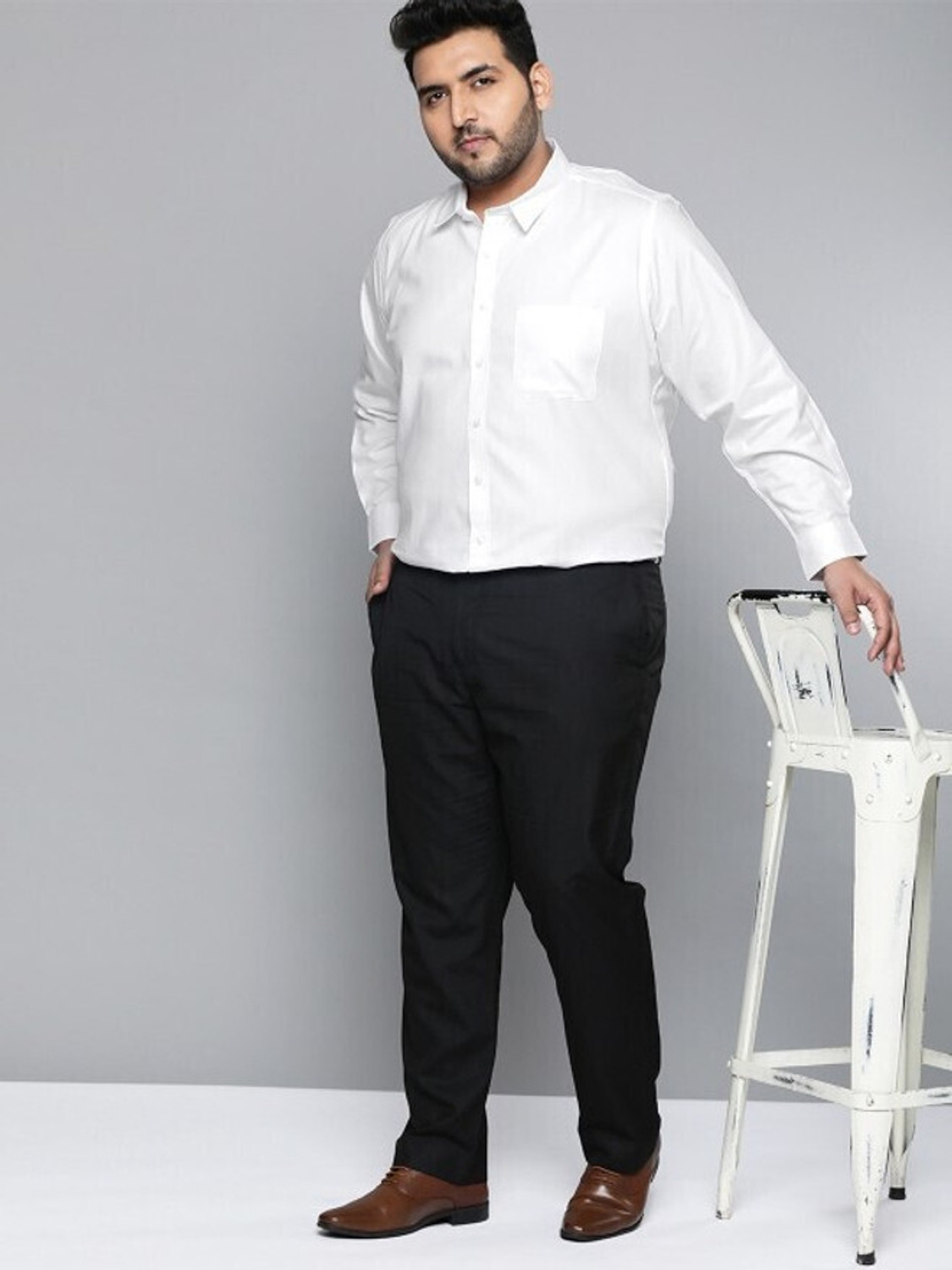 Image of METRONAUT PLUS Men Solid Formal White Shirt