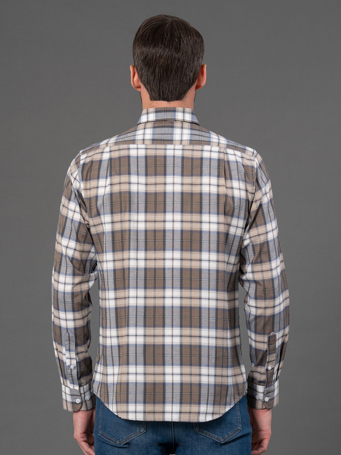 Image of RED TAPE Men Checkered Casual Brown Shirt