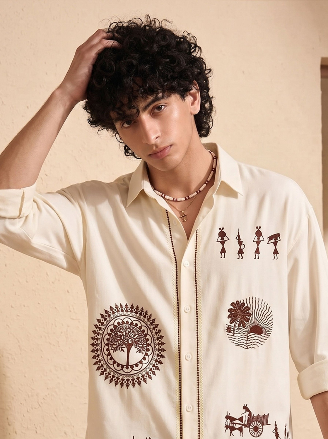 Image of VION WEAR Men Regular Fit Printed Spread Collar Casual Shirt