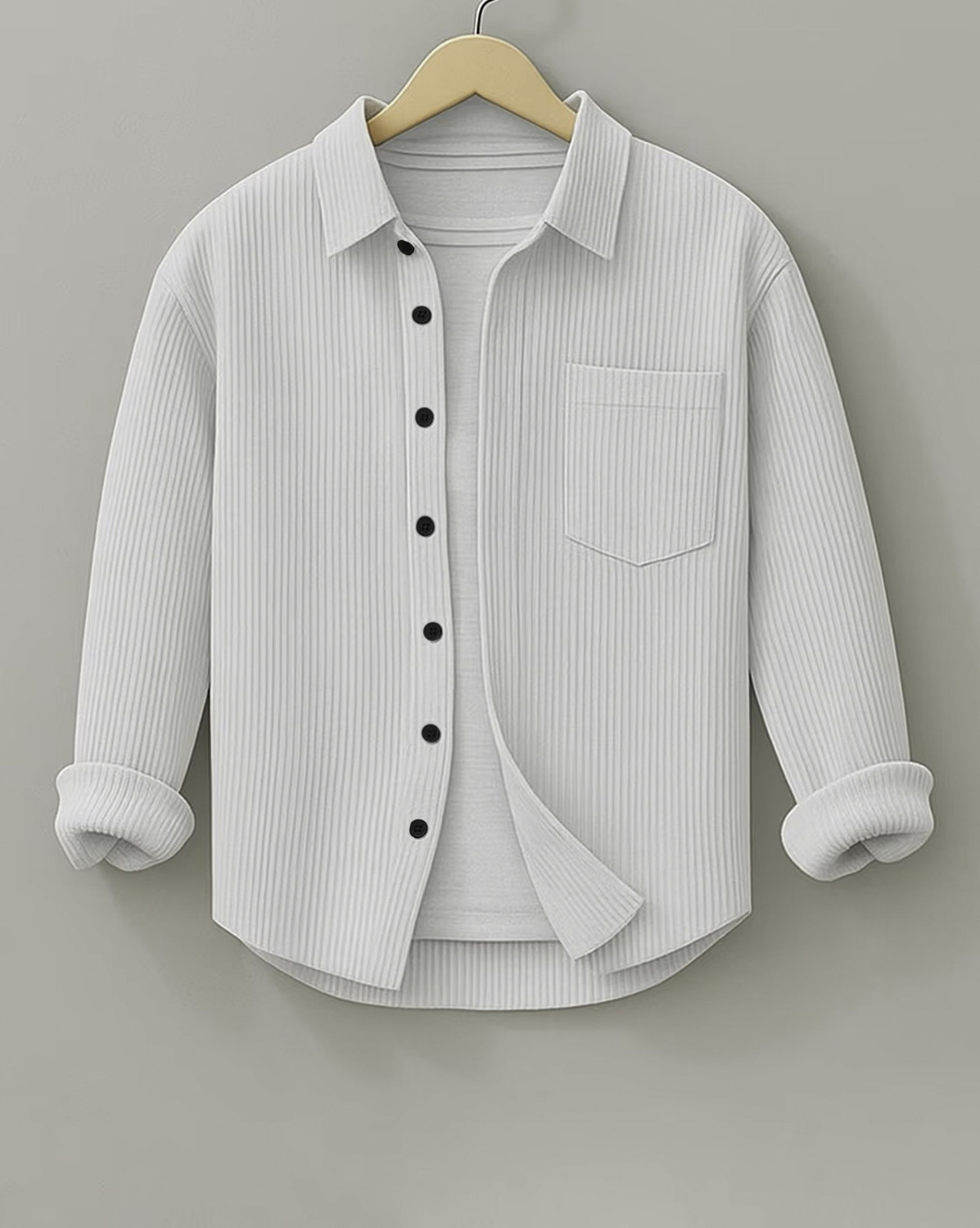 Image of HOODLER Men Self Design Casual White Shirt