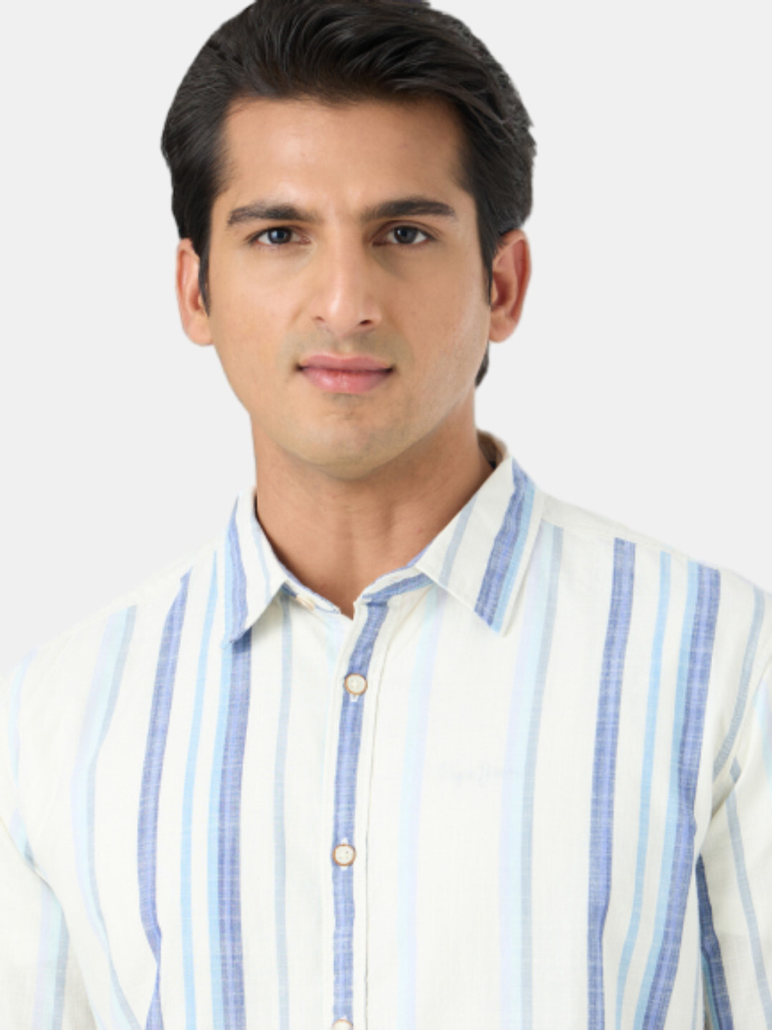 Image of Pepe Jeans Men Striped Casual White Shirt