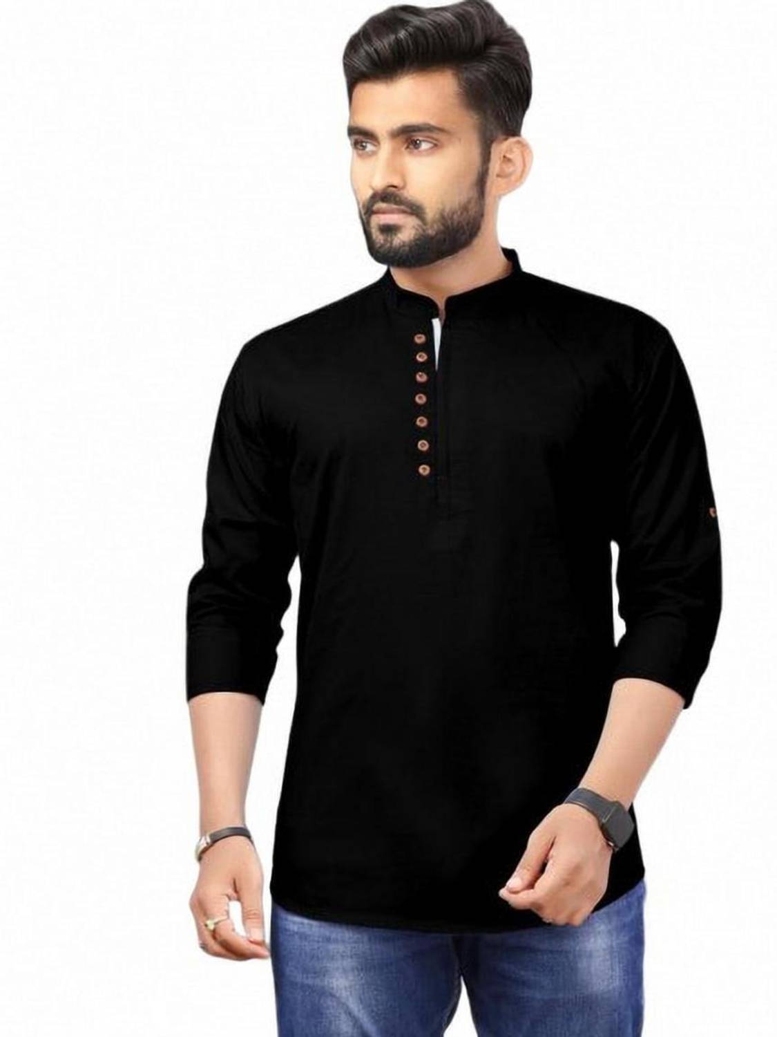 AARADHYA TRENDZ Men Solid Casual Black Shirt