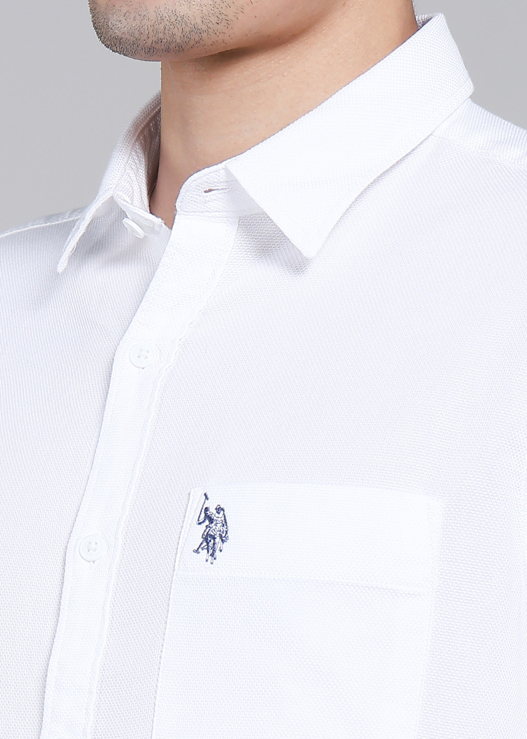 Image of U.S. Polo Assn. Denim Co. Men Regular Fit Solid Cut Away Collar Casual Shirt