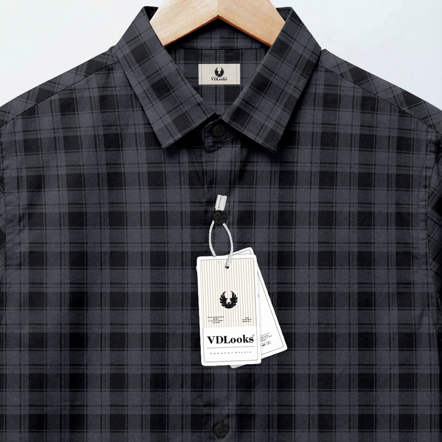 Image of vdlooks Men Checkered Casual Grey Shirt