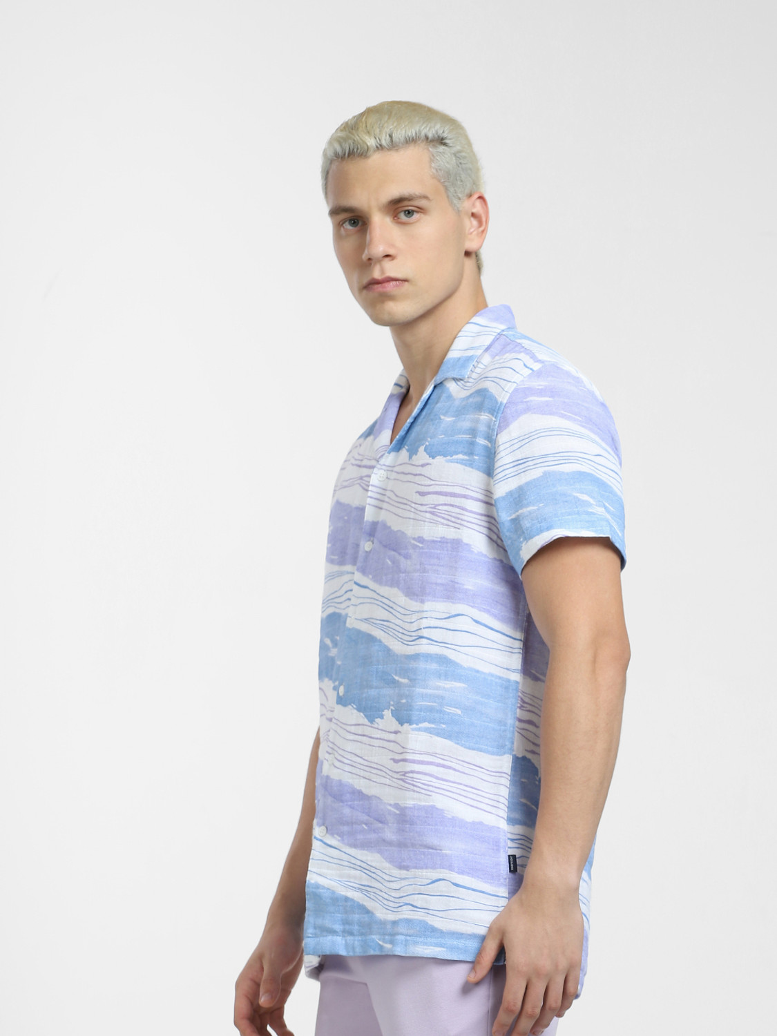 Image of JACK & JONES Men Printed Casual Blue Shirt