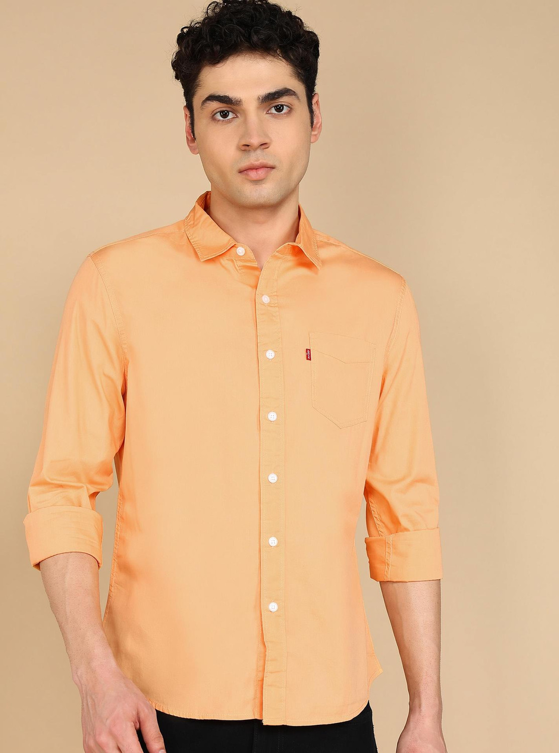 Image of LEVI'S Men Solid Casual Orange Shirt