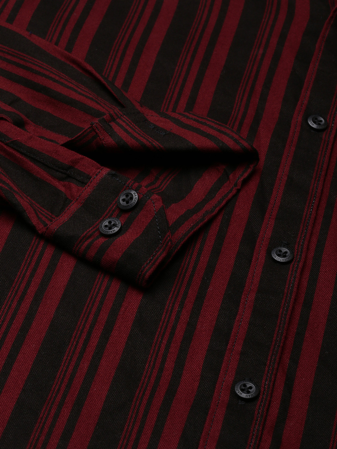 Image of Majestic Man Men Striped Casual Maroon Shirt