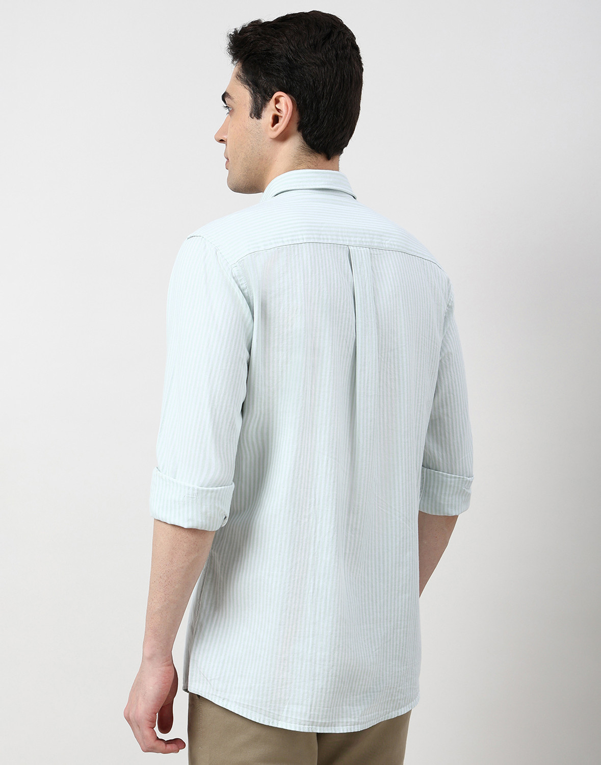 Image of PETER ENGLAND Men Striped Casual Green Shirt