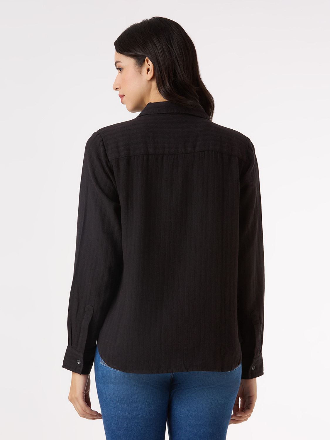 Image of Pepe Jeans Women Solid Casual Black Shirt