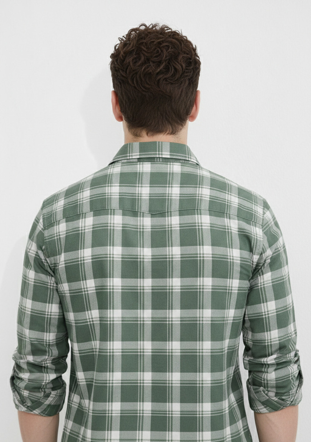 Image of Jai Textiles Men Checkered Casual Light Green Shirt
