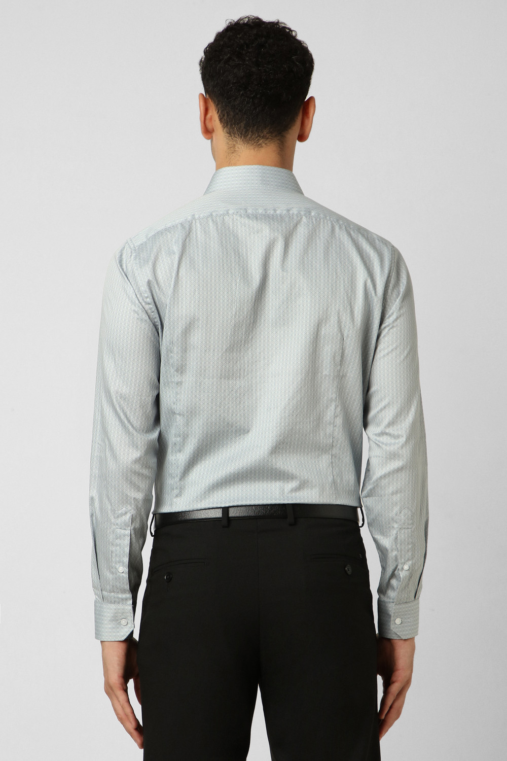 Image of VAN HEUSEN Men Self Design Formal Grey Shirt