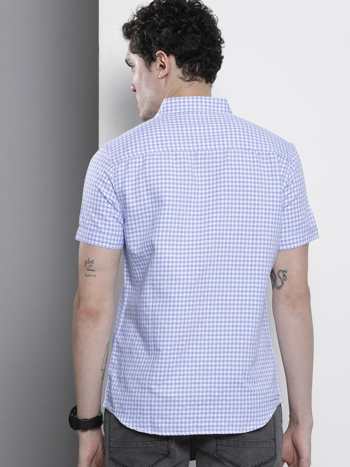Image of The Indian Garage Co. Men Checkered Casual Purple Shirt