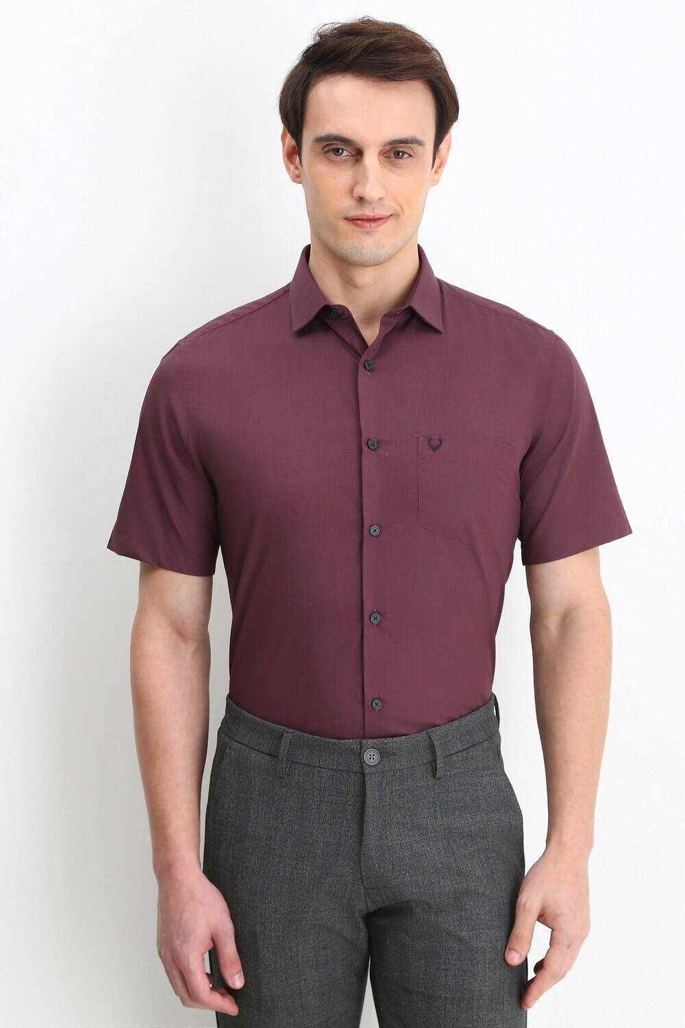 Allen Solly Men Solid Formal Maroon Shirt