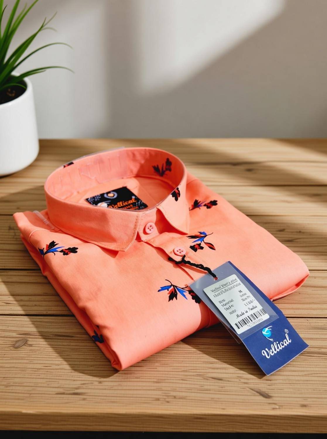 VELLICAL Men Floral Print Casual Orange Shirt - Image 1